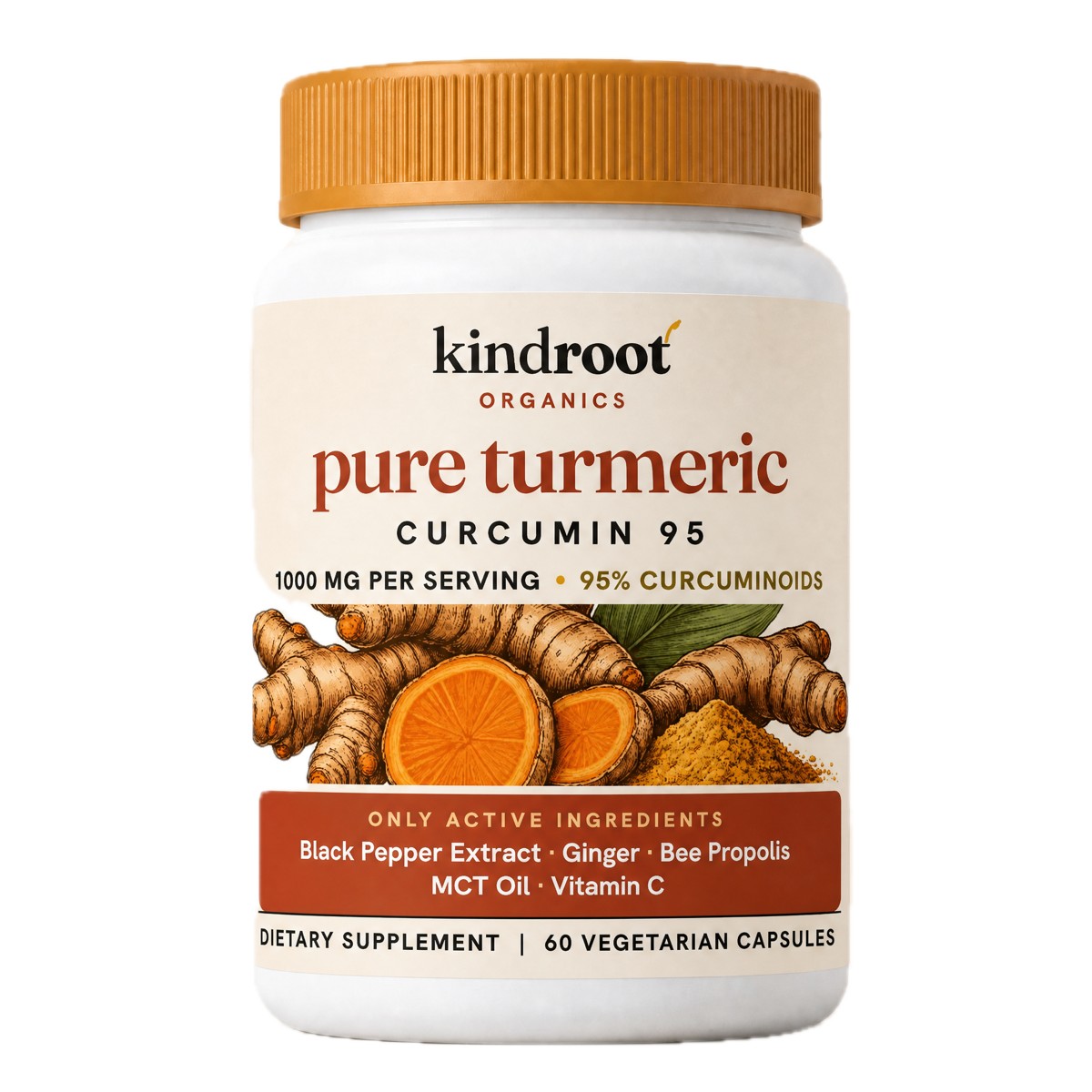 KindRoot Pure Turmeric Curcumin 95 bottle