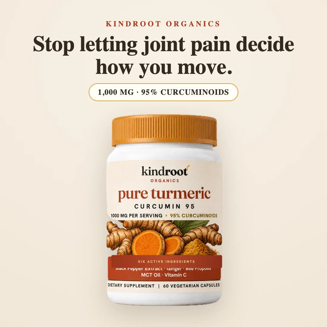 KindRoot bottle and Stop Letting Joint Pain Decide How You Move headline